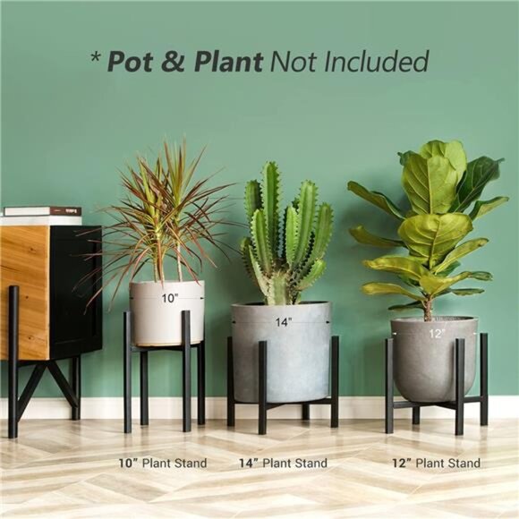 Plant Stand - EXCLUDING Plant Pot, Mid Century Modern Tall Metal Stand Indoor - Picture 4 of 7